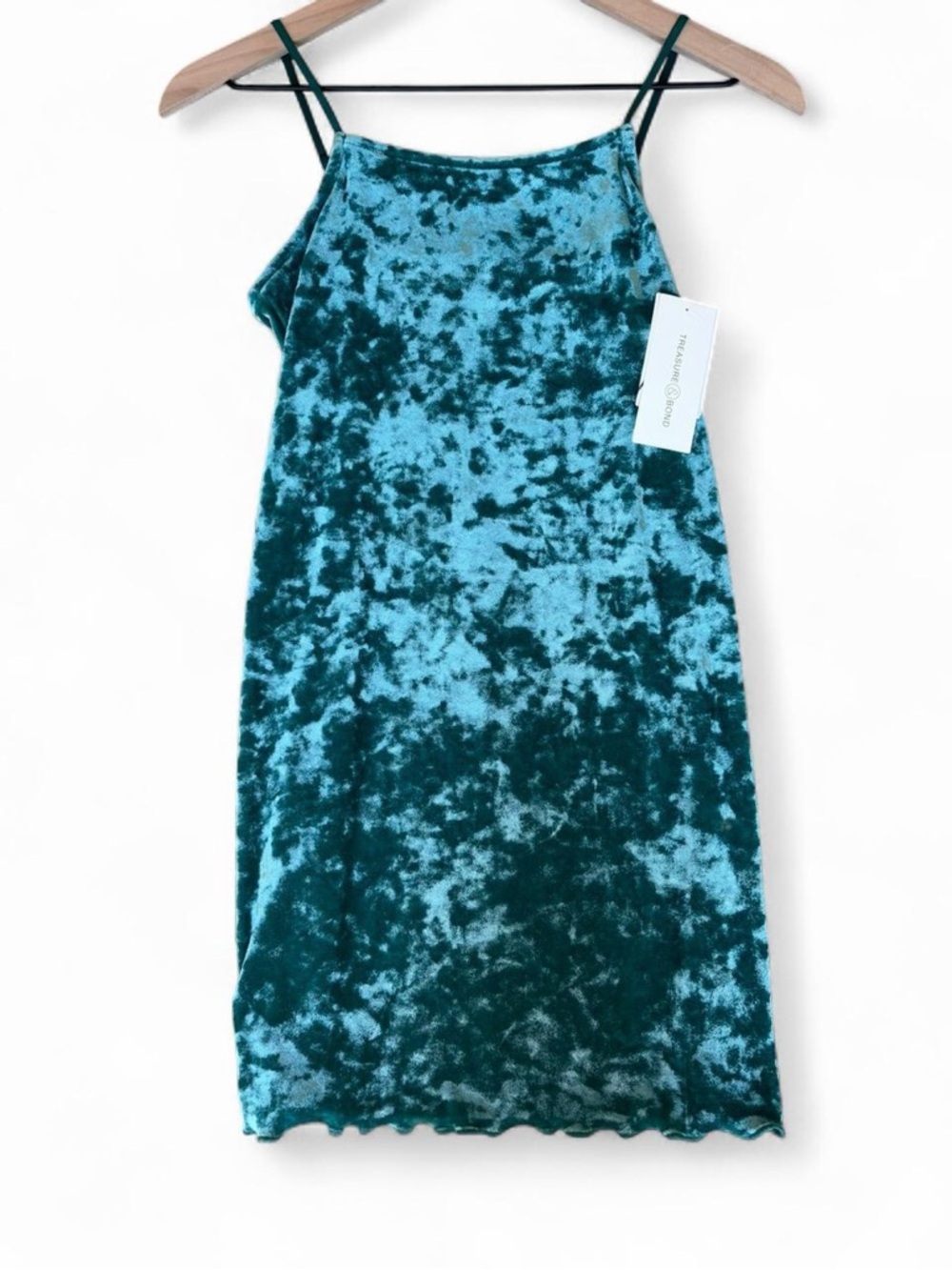 NWT Treasure & Bond Girls XL Teal Crushed Velvet Mini Dress